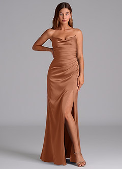 Azazie Claudelle Suknie dla druhen Syrena Bez ramiączek Satyna elastyczna Do ziemi Sukienka image5