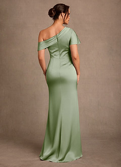 Azazie Rutha Mère de la mariée Robes Robe Fourreau en Satin extensible Une épaule Vert Sauge image2