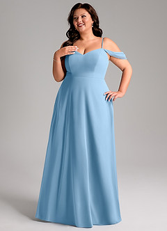 Azazie Marley Bridesmaid Dresses Steel Blue A-Line Off the Shoulder Chiffon Convertible Dress image14