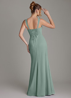 Azazie Agustina Bridesmaid Dresses Silver Sage Mermaid Corset Chiffon Dress image7