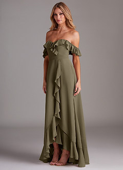 Azazie Lyra Bridesmaid Dresses Willow Green A-Line Chiffon Convertible Dress image5