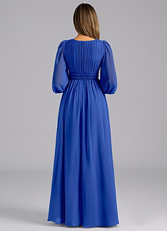 Azazie Palerma Brautjungfernkleider A-Linie Langarm Chiffon Kleid Königsblau image2