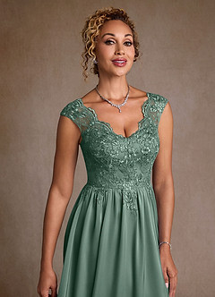 Azazie Amethyst vestidos de madre de la novia Vestido de Eucalipto de Encaje de Corte en A image6