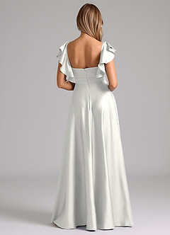 Azazie Leilani Bridesmaid Dresses White A-Line Ruched Stretch Satin Dress image2