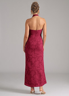 Azazie Marlissa Abiti da Damigella Abito Tubino in Burnout Floreale Plissettato Borgogna image2