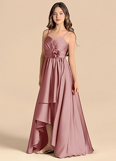 Azazie Catalina Junior Jurk van Stretch Satijn met A-Lijn Sweetheart Halslijn Stoffige Roos image6