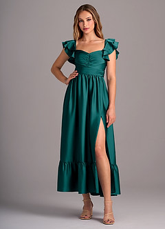 Azazie Anaya Bridesmaid Dresses Peacock A-Line Sweetheart Neckline Stretch Satin Convertible Dress image5