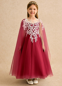 Azazie Dandelion Flower Girl Dresses Scarlet Ball-Gown Lace Dress image3
