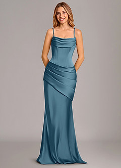 Azazie Pelagia Suknie dla druhen Syrena Gorset Satyna elastyczna Do ziemi Sukienka image6