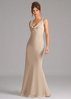 Azazie Rylina Bridesmaid Dresses Taupe Mermaid Pleated Chiffon Dress image3