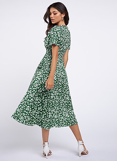 Express Yourself Green Floral Print Wrap Dress image2