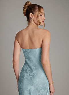 Azazie Viv Robes de demoiselle d'honneur Robe Fourreau en Jacquard Sans bretelles Jacquard Bleu Clair image7