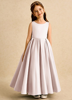 Azazie Pepper Flower Girl Dresses Rose Petal A-Line Pleated Matte Satin Dress image2