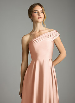 Azazie Melanie Suknie dla druhen Linia A Zza ramienia Satyna elastyczna Do ziemi Sukienka image6