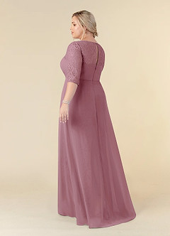 Azazie Leonine Final Sale Vintage Mauve A-Line Scoop lace Chiffon Dress image11