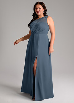 Azazie Phaedra Bridesmaid Dresses Neptune A-Line One Shoulder Chiffon Dress image14