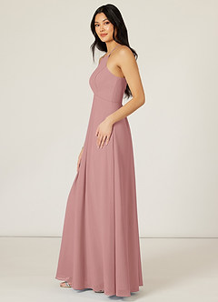 Azazie Sarah Abiti da Damigella Abito Impero in Chiffon Plissettato Rosa Polverosa image3