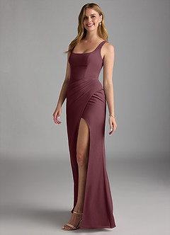 Azazie Mero Bridesmaid Dresses Sangria Sheath Pleated Chiffon Dress image7