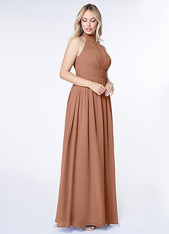 Azazie Iman Bridesmaid Dresses Bronzer A-Line A-Line Ruched Chiffon Dress image3