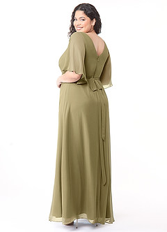 Azazie Cierra Bridesmaid Dresses Moss Green A-Line V-Neck Chiffon Dress image12