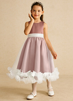 Azazie Stardust Blumenmädchenkleider A-Linie ärmellos Organza Kleid Zedernrose image5
