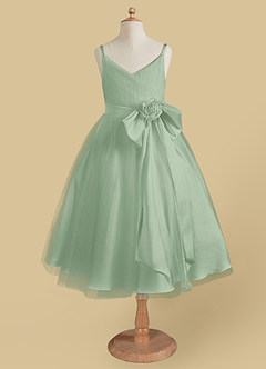 Azazie Dito Flower Girl Dresses Agave A-Line Pleated Tulle Dress image5
