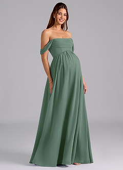 Azazie Saige Maternity Bridesmaid Dresses A-Line Pleated Chiffon Floor-Length Dress image1