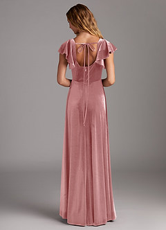Azazie Bondi Bridesmaid Dresses Dusty Rose A-Line Side Slit Velvet Dress image6