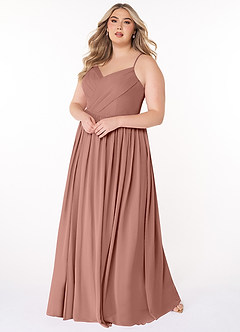 Azazie Cora Brautjungfernkleider A-Linie Plissee Chiffon Kleid Zedernrose image8