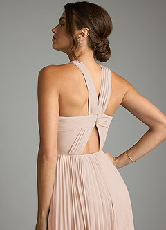 Azazie Afra Robes de demoiselle d'honneur Robe Trapèze en Mousseline de soie Plissée Rose Perle image6