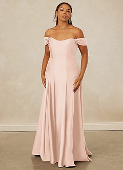 Christian Siriano Bridal for Azazie 1002 Bridesmaid Dresses Blushing Pink A-Line Off the Shoulder Stretch Satin Convertible Dress image8