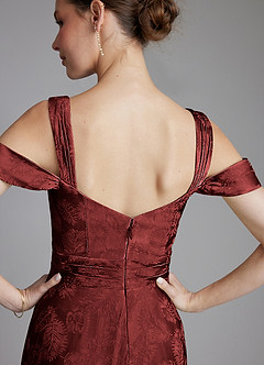 Azazie Emoria Suknie dla druhen Linia A Zza ramienia Żakard Do ziemi Sukienka image8