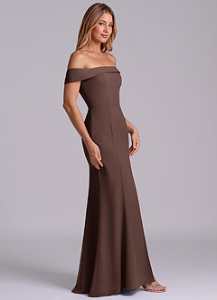 Azazie Luciana Bridesmaid Dresses Ganache Sheath Off the Shoulder Chiffon Convertible Dress image5