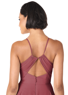 Azazie Avelina Bridesmaid Dresses Merlot A-Line V-Neck Pleated Chiffon Dress image5