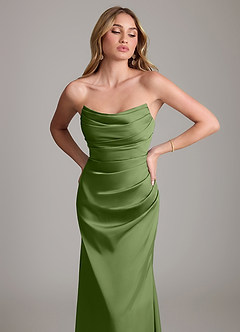 Azazie Lucille Vestidos de damas de honor Vestido de Enebro de Satén Elástico de Corte Sirena Convertible con Sin tirantes image6