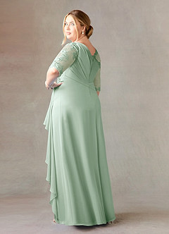 Azazie Dionysus Mother of the Bride Dresses A-Line Boatneck Lace Chiffon Floor-Length Dress image9