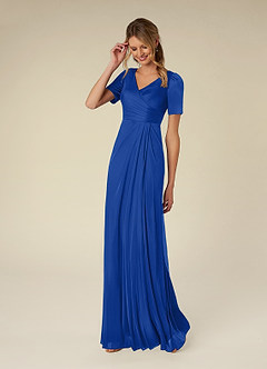 Azazie Bessie Kleider für die Brautmutter A-Linie Plissee Gittergewebe Kleid Königsblau image3