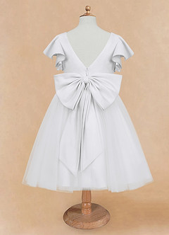 Azazie Kaeya Robe Demoiselle D'honneur Fillette Robe Trapèze en Tulle Arc Blanc image6