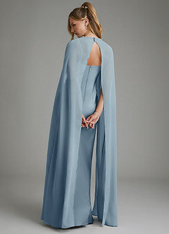 Azazie Nova Robes de demoiselle d'honneur Robe Fourreau Convertible en Satin extensible Bustier Bleu Poussiéreux image6