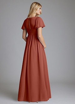 Azazie Verna Maternity Bridesmaid Dresses A-Line V-Neck Ruched Chiffon Floor-Length Dress image2