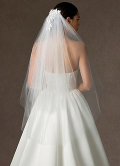 front Double Layer Lace Applique Tulle Waltz Veil