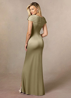 Azazie Anderson Kleider für die Brautmutter A-Linie Plissee Stretch-Satin Kleid Moosgrün image5