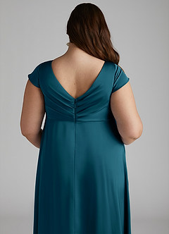 Azazie Allessia Maternity Bridesmaid Dresses A-Line Pleated Stretch Satin Floor-Length Dress image12