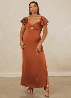 Christian Siriano Bridal for Azazie 1005 Bridesmaid Dresses Cinnamon Sheath Sweetheart Neckline Stretch Satin Dress image9