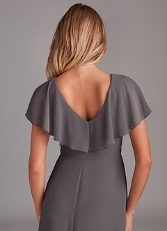 Azazie Lainey Bridesmaid Dresses Steel Grey A-Line with Pockets Chiffon Dress image2