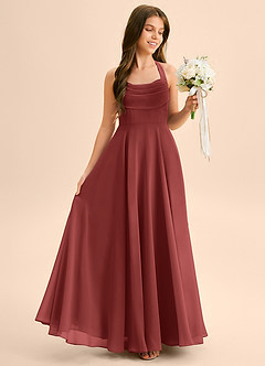 Azazie Kady Junior Terracotta A-Line Sweetheart Neckline Chiffon Dress image5
