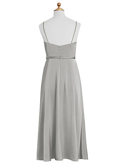Azazie Kaylee Junior Silver A-Line with Belt Stretch Satin Dress image7
