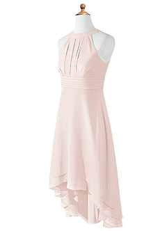 Azazie Linna Junior Vestido de Pétalo De Rosa de Gasa de Corte En A con Plisado image7