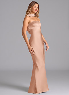 Azazie Lusinda Robes de demoiselle d'honneur Robe Sirène en Satin extensible Sans bretelles Or Rose image6