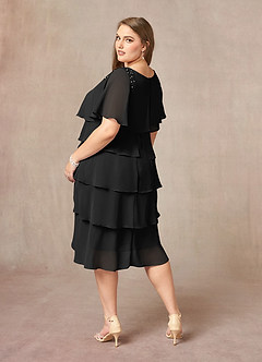 Azazie Rita Mother of the Bride Dresses Black A-Line Scoop Beaded Chiffon Dress image4